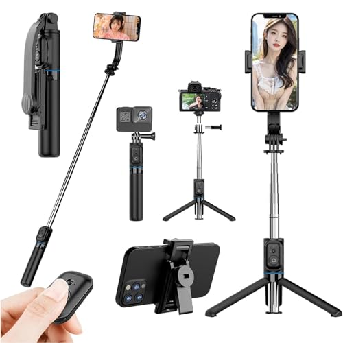 Smatree 自撮り棒 スマホホルダー、カメラ付き Amazon | Smatree 【合金製伸縮式自撮り棒 三脚スタンド付き